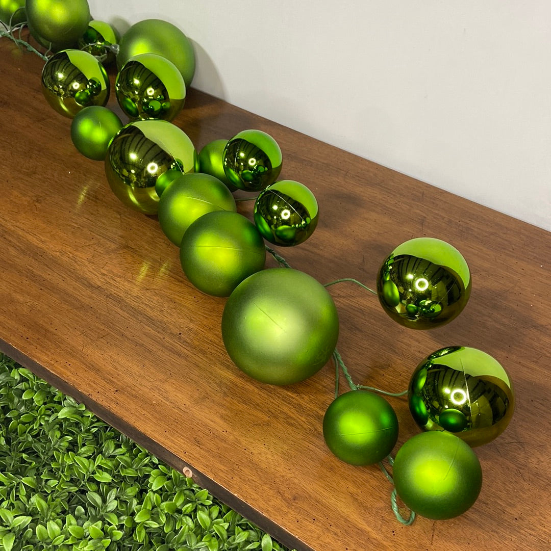 10’ Lime Green Ball Garland Shiny & Matte
