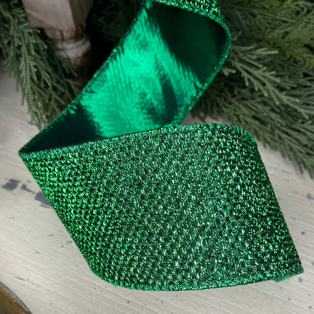 2.5” x10yds Green Textured Ribbon