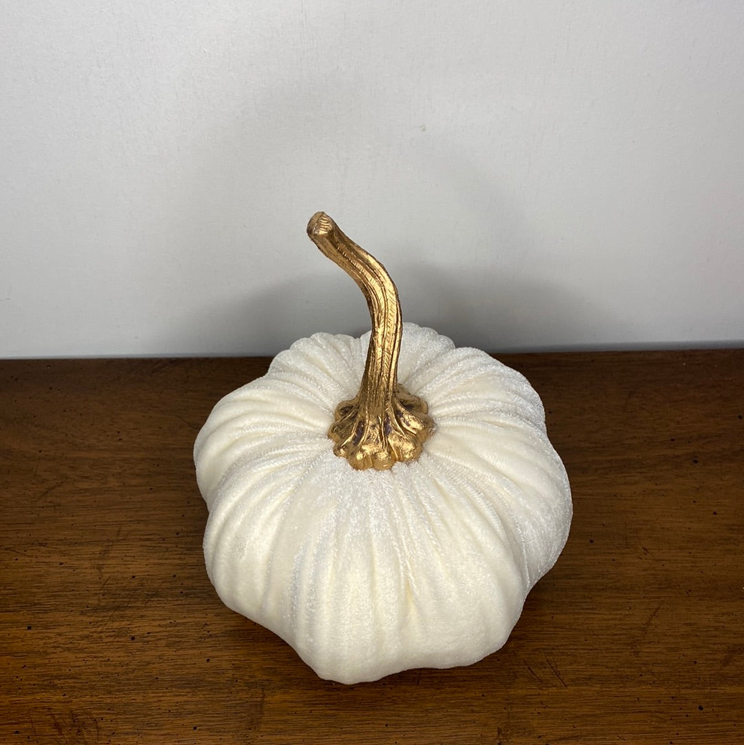 6” White Velvet Pumpkin