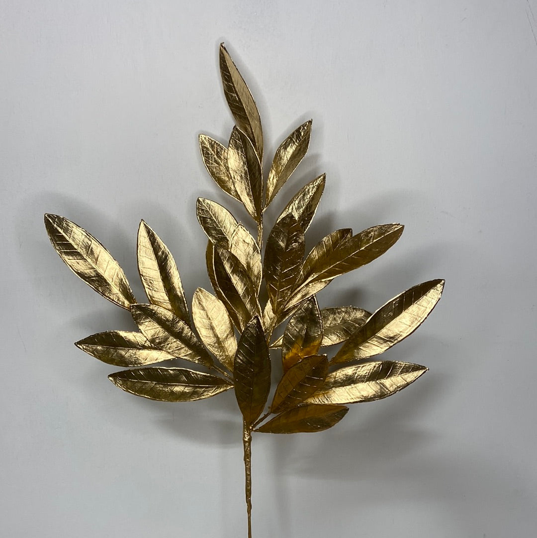 19” Gold Bay Leaf Stem