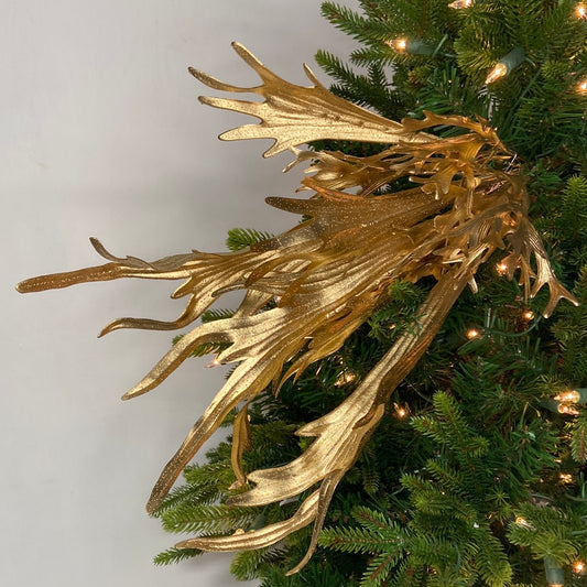 19” Gold Metallic Staghorn Fern Bush