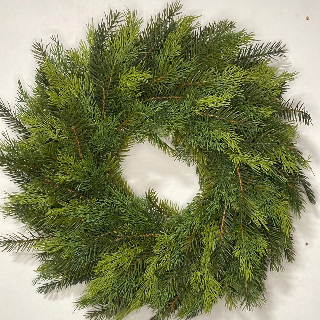 24” Faux Cedar Pine Wreath