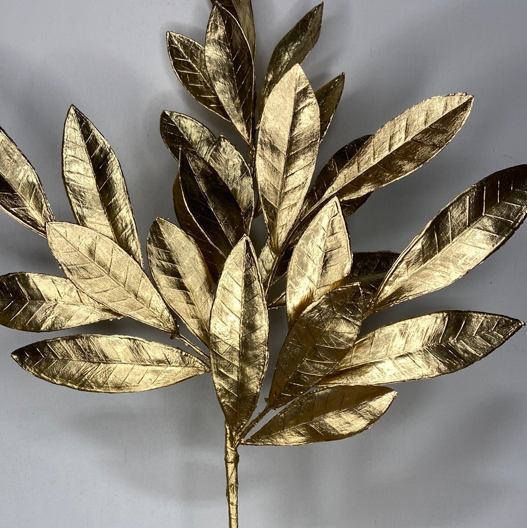 19” Gold Bay Leaf Stem
