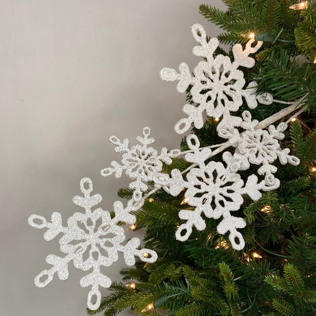 28” Glittered Snowflake Spray