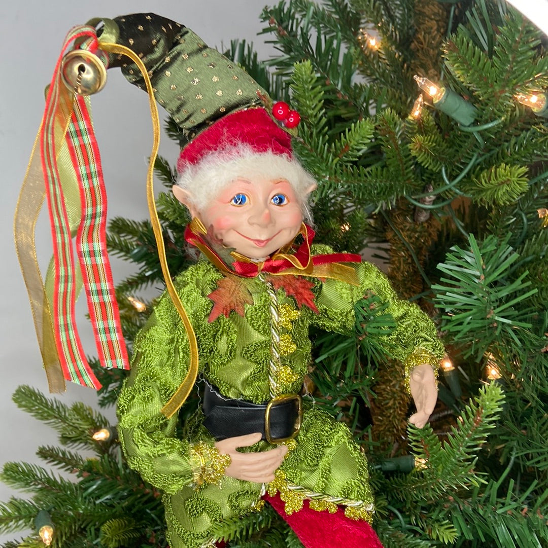 16” Posable Elf With Green Jacket